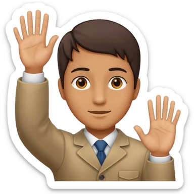 Someone putting up their hand at there help on the left hand put a 6 and the right hand put 7 sticker