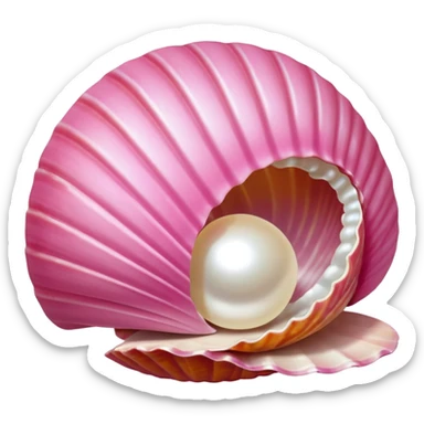 Pretty Pink shell with pearl inside the open hinged shell sticker