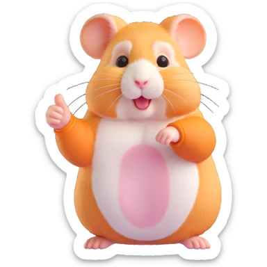 realistic hamster with a paw making a thumbs down gesture sticker