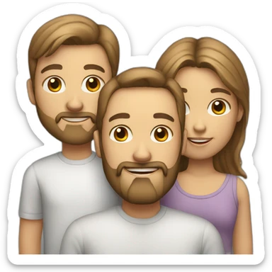 White Father with beard and 3 kids (Male teenager, young female, young male) sticker