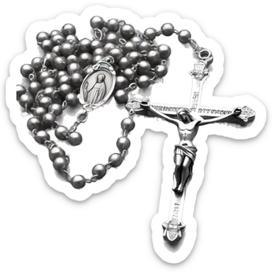 Silver catholic rosary  sticker