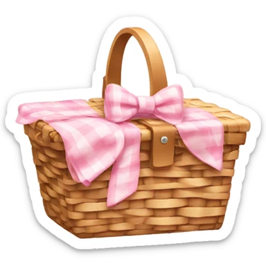 Picnic basket with light pink bow sticker