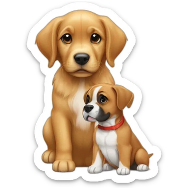 Golden retriever puppy and a boxer dog sticker
