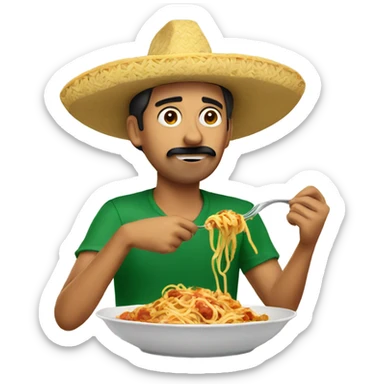 Mexican eating spaghetti sticker