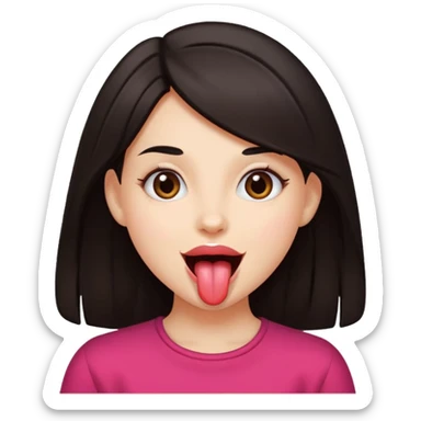 dark hair girl tongue out super happy sticker