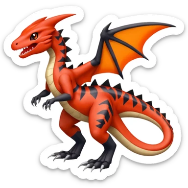 Blood-patterned scale-marked Meloetta-Garchomp-Guilmon-Pokémon-Fakémon-fusion-hybrid-creature sticker