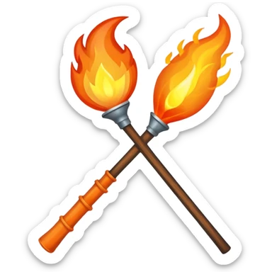 pitchfork and a torch crossing each other to make an x sticker