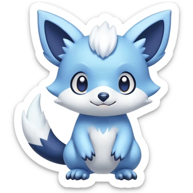 Shiny snowy pastel Noibat-Meowstic-Oshawott-Fakémon-hybrid-creature (full body)  sticker