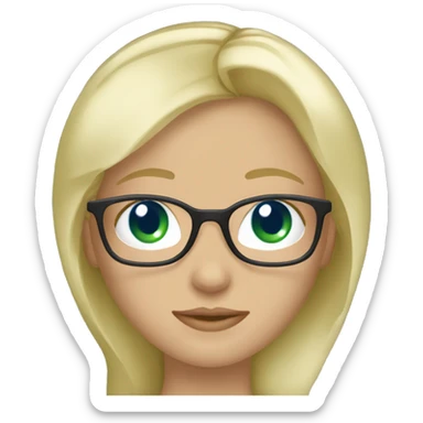 Green blue eyes, glasse, straight blonde hair, femine, women  sticker