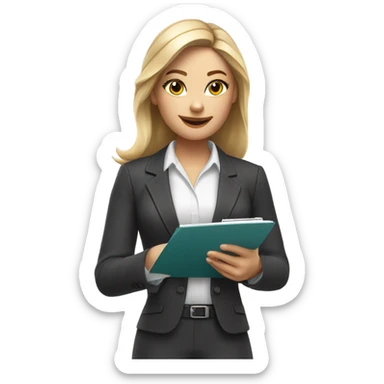 a white female personal assistant  sticker
