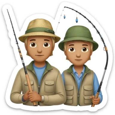 father and son fishing sticker