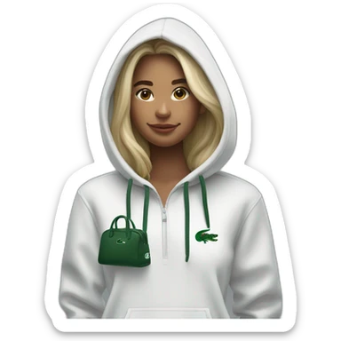 Lacoste bag girl with black lacoste hoodie sticker