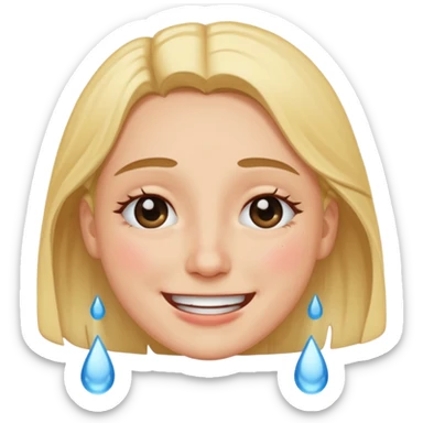 smiling while tears are forming in the eyes sticker