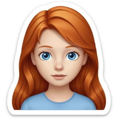 Ginger head girl with long hair and lightblue eyes sticker