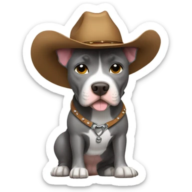 gray pitbull wearing cowboy boots sticker