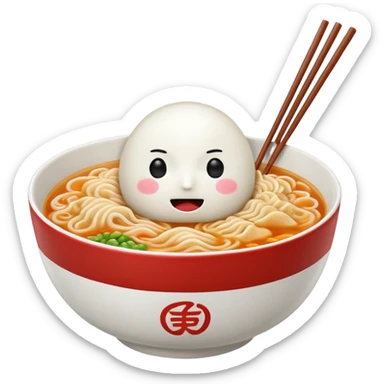 make the bowl of the ramen with a cute face and no face on the noodles and 2 chopsticks only sticker