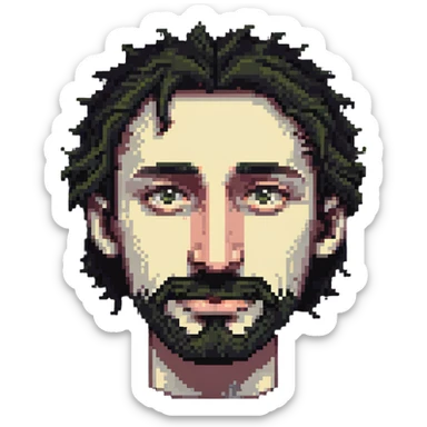 hairy man with a crooked nose sticker