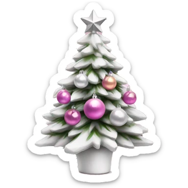 Mini white Christmas tree with pink and silver ornaments sticker