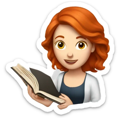 Redhead woman with book sticker
