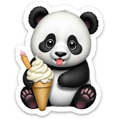 Panda eating ice cream sticker