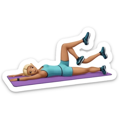 exercise mat with a figure lying and lifting legs sticker