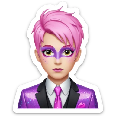 pink hair drag king fabulous makeup with glitter sticker