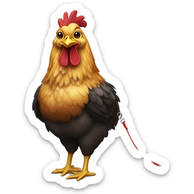 chicken on a leash sticker
