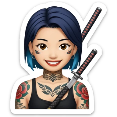 asia katana with tattoos sticker
