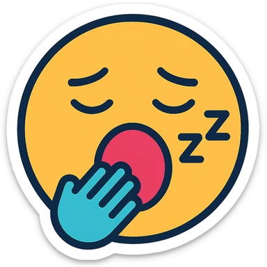 the concept of boring as a color-outlined icon showing a yawning face or dull object sticker