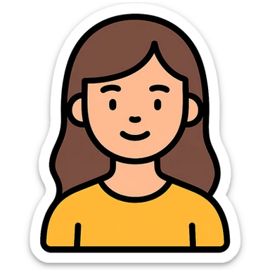 icon of a young woman with a friendly expression, stylized, modern icon style sticker