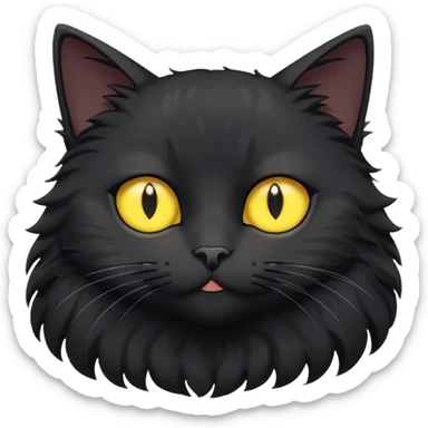 create an image of a black cat with yellow eyes and a white spot on its chest in ghibi style sticker