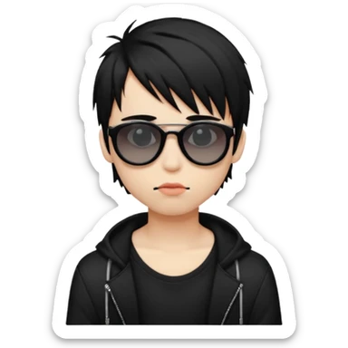emo boy model with lip piercing sunglasses sticker