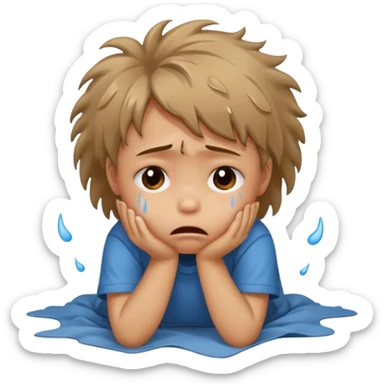 child crying laying on floor sticker