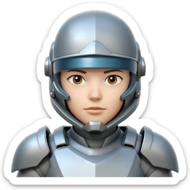 futuristic armored soldier portrait, head and shoulders only, helmet visor, sci-fi armor details, 3D cartoon, mobile game icon style, clean background, no text, no watermark

 sticker
