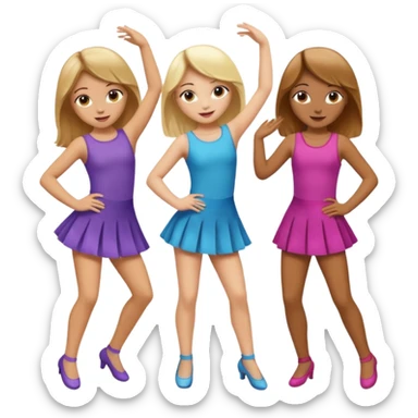 Emoji of 3 Girls dancing ONE with blonde hair, one tan skin with brown  hair ONLY ONE IS BLONDE sticker
