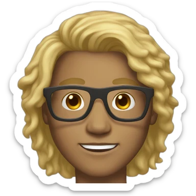 light skin dark blonde guy with round glasses long hair sticker