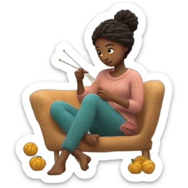 Gril is knitting sticker