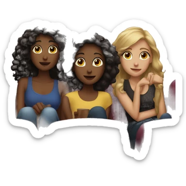 Watching at a movie theatre with 4 girl friends sticker