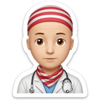 bald doctor with stripe bandanna sticker