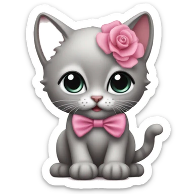 Süße Babykatze mit rosa Schleife  sticker