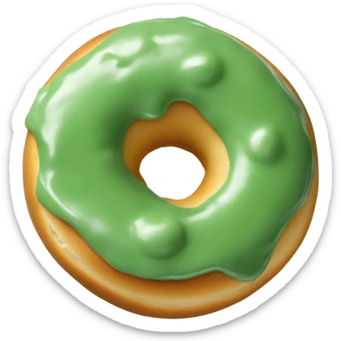 single green matcha bagel with green icing sticker