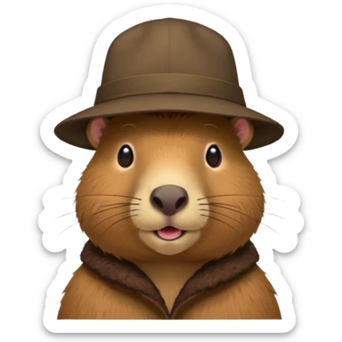 Capibara with a hat sticker