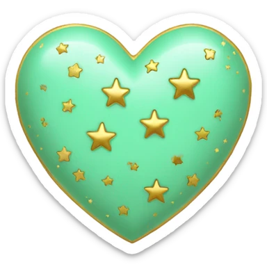 Mint green heart with gold stars around it  sticker