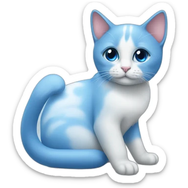 blue love, white love, cat, sticker