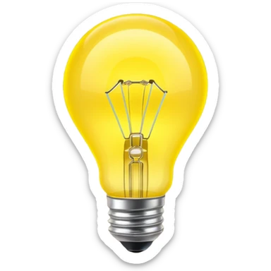 Generate a high-quality image of a glowing neon yellow light bulb, bright vibrant color, realistic glow effect, smooth gradient colors, no human figures, no facial features, no brand markings, simple dark background, high-resolution.
 sticker