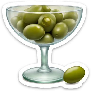 crystal bowl of green olives and glass of wine  sticker