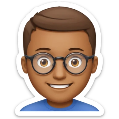 homme cheveux très court marron clair sans barbe sourrir avec lunettes rondes sticker