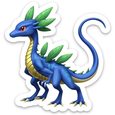 Shiny Aural Inteleon-Sceptile-Greninja-Fakémon-fusion (full body) sticker
