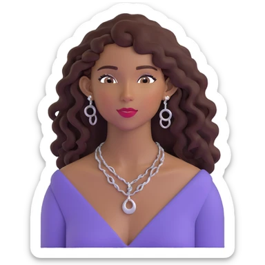 pretty black girl with long curly hair wearing stylish earrings and necklace sticker