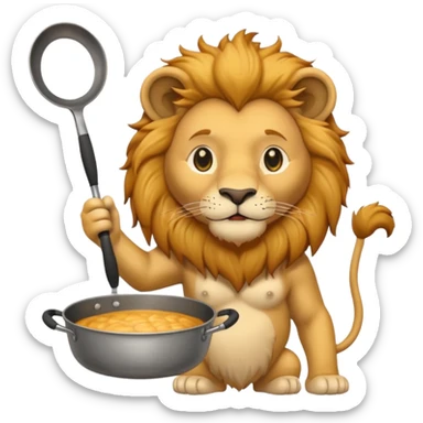 Lion holding up a pan sticker